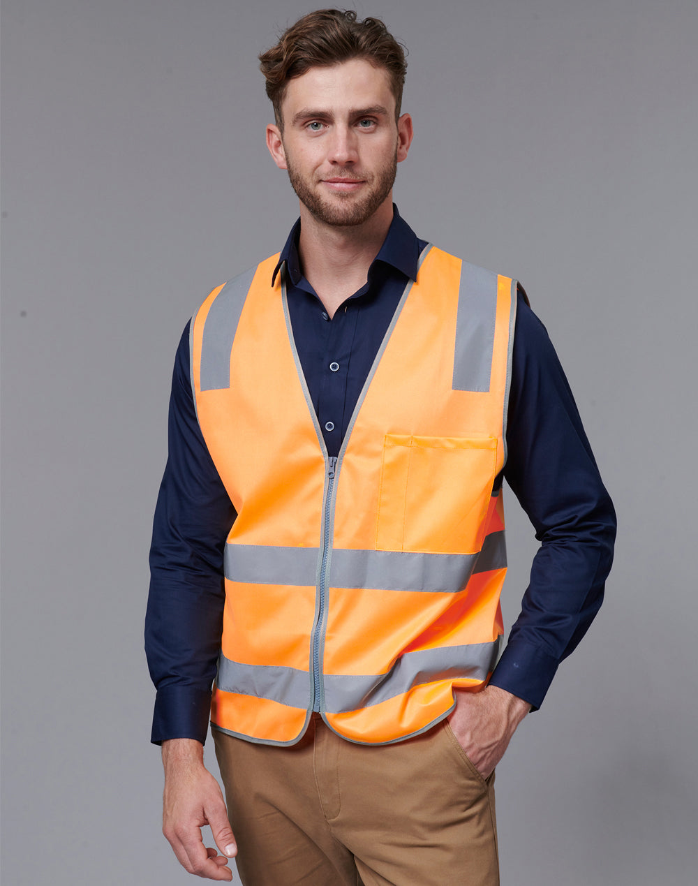 Vic Rail Hi-Vis Safety Vest- Unisex - Orange - View