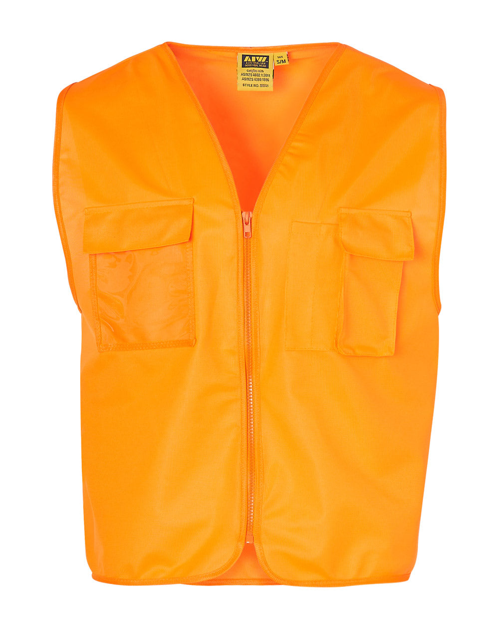 Hi-Vis Safety Vest with ID Pocket - Orange - Front