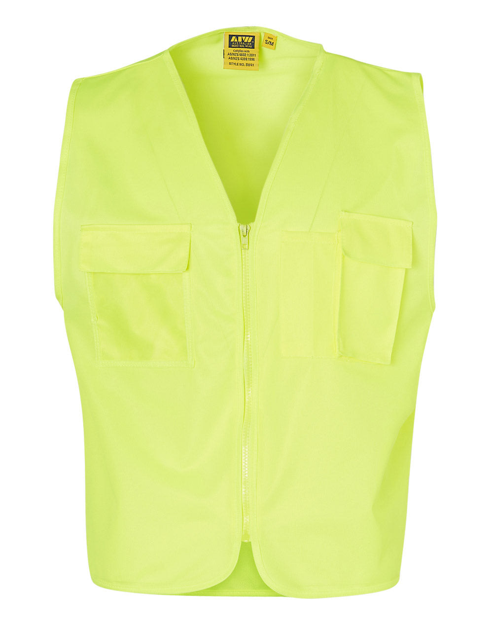 Hi-Vis Safety Vest with ID Pocket - Yellow - Front