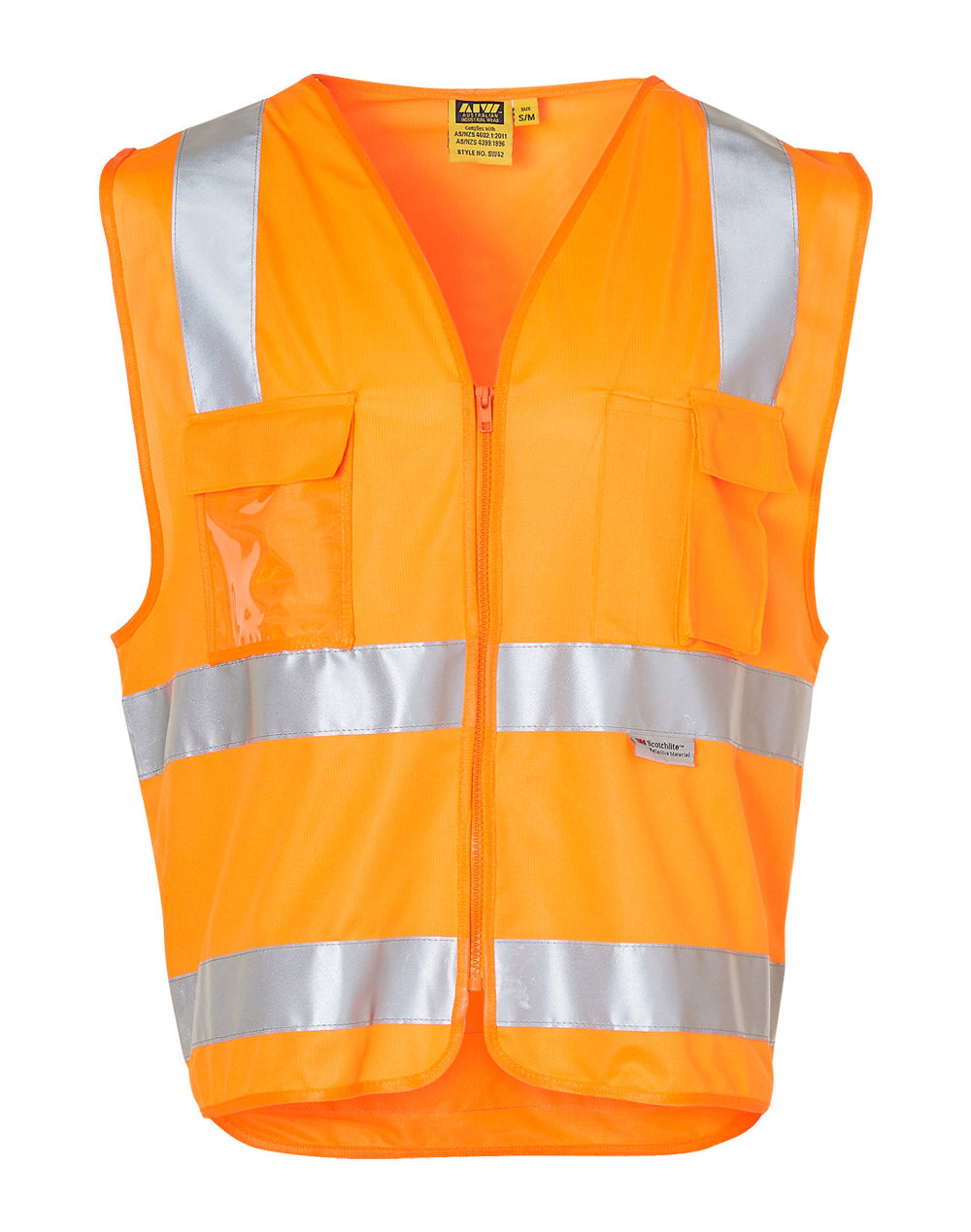 Hi-Vis Safety Vest with ID Pocket & 3M Tapes - Orange - Front
