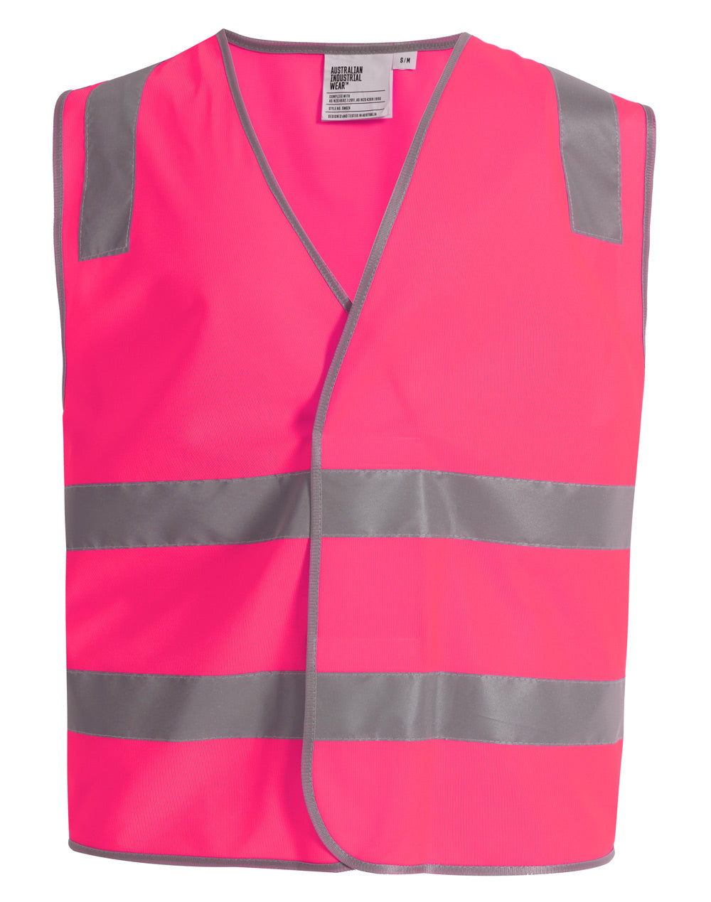 safety vest with shoulder tapes - Pink - Front