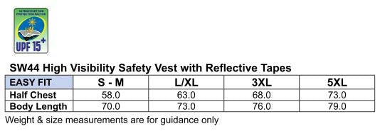 Hi-Vis Safety Vest - Size guide