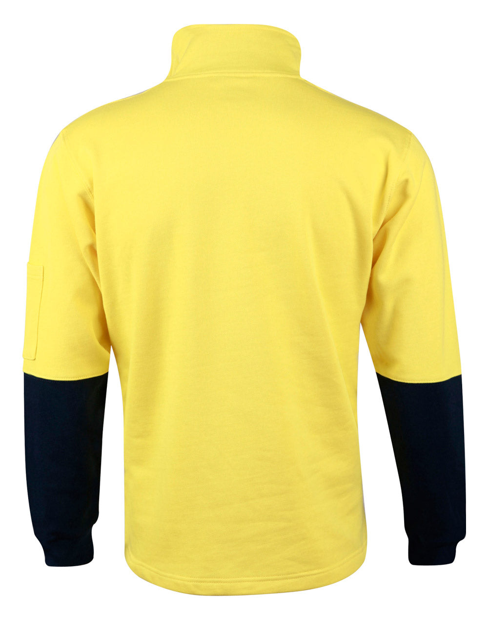 Hi-Vis Two Tone Cotton Fleecy Sweat - Yellow/Navy - Back