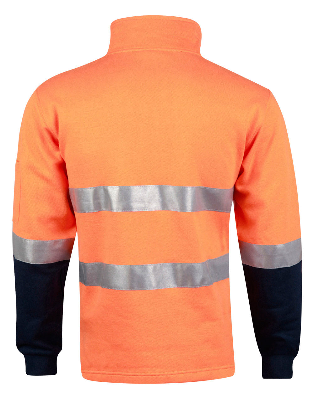 Hi-Vis Two Tone Cotton Fleece Sweat - Orange/Navy - Back