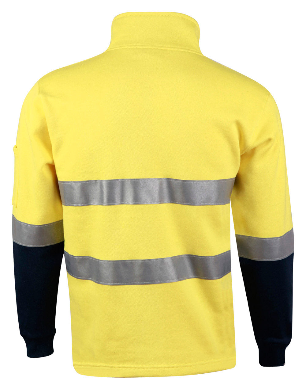 Hi-Vis Two Tone Cotton Fleece Sweat - Yellow/Navy - Back