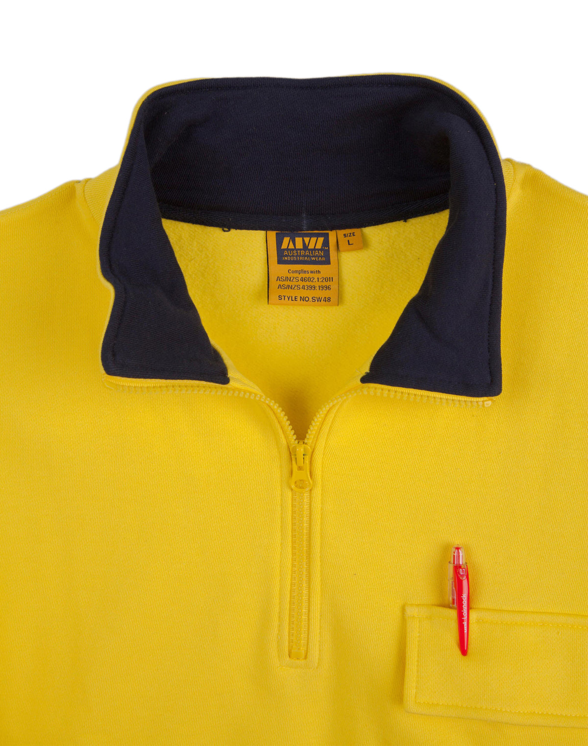 Hi-Vis Two Tone Cotton Fleece Sweat - Yellow/Navy - View
