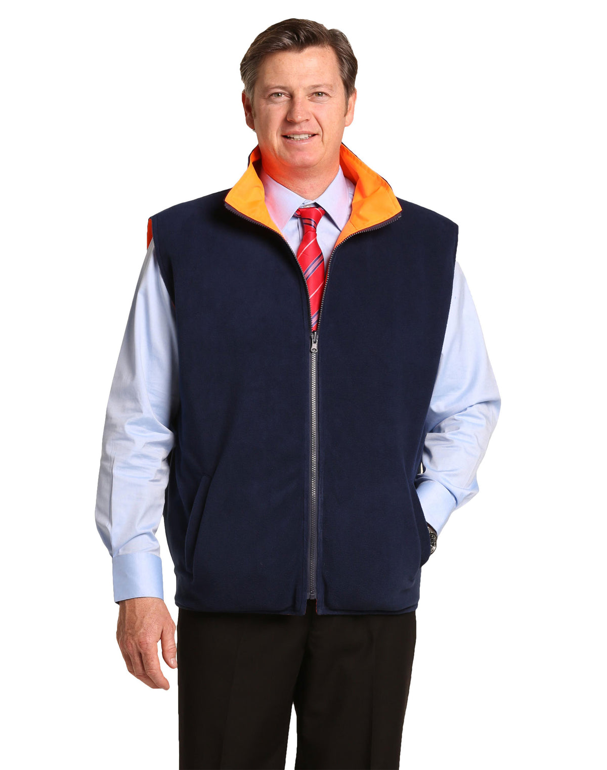 Hi-Vis Safety Vest - Orange/Navy - View