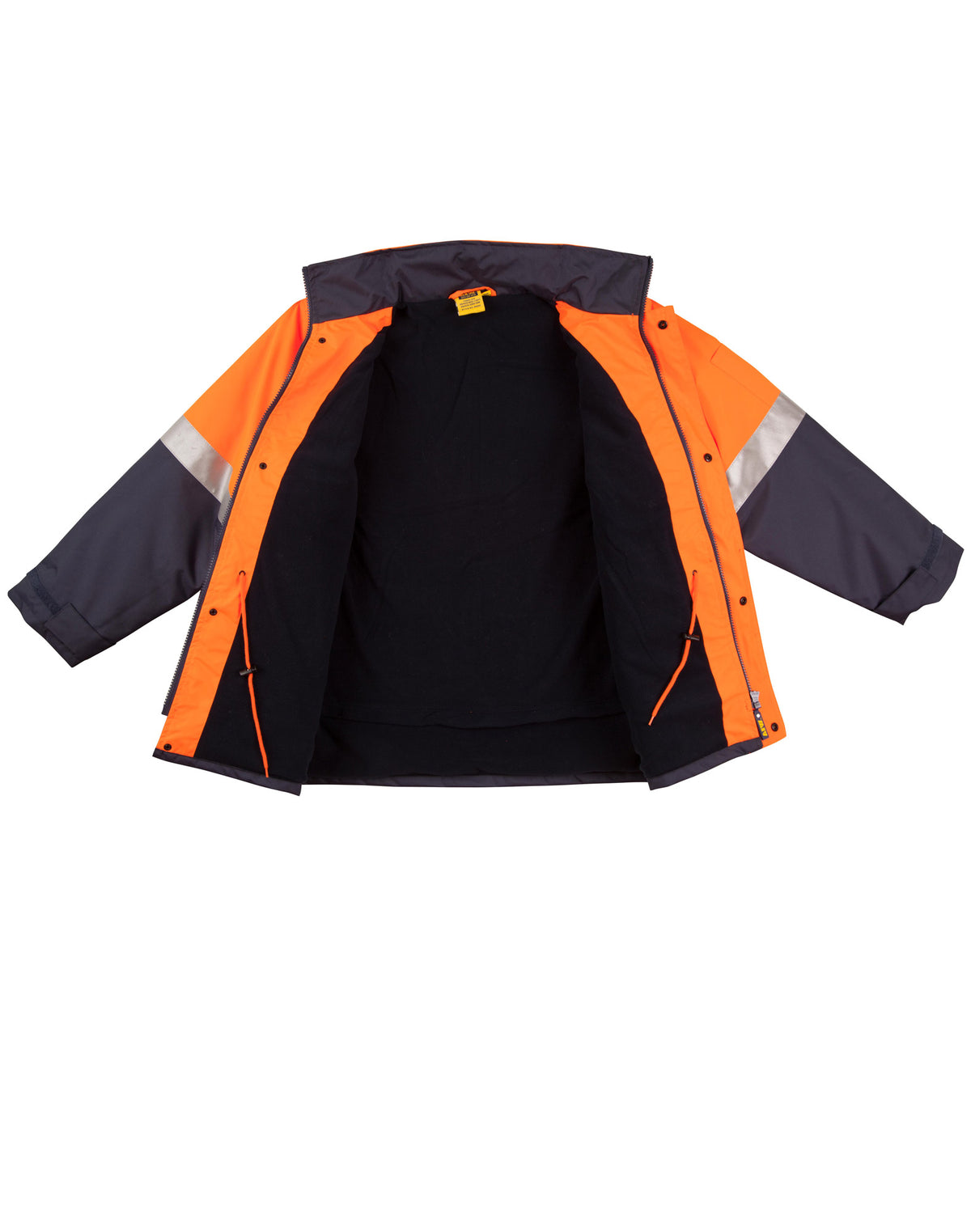 Hi-Vis Long Line Jacket Polar With Fleece Lining - Orange/Navy - View