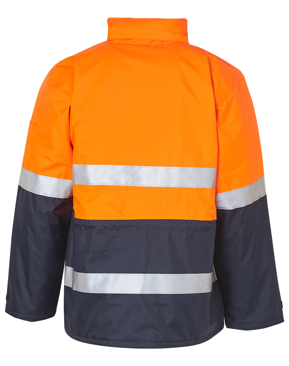 Hi-Vis Long Line Jacket Polar With Fleece Lining - Orange/Navy - Back