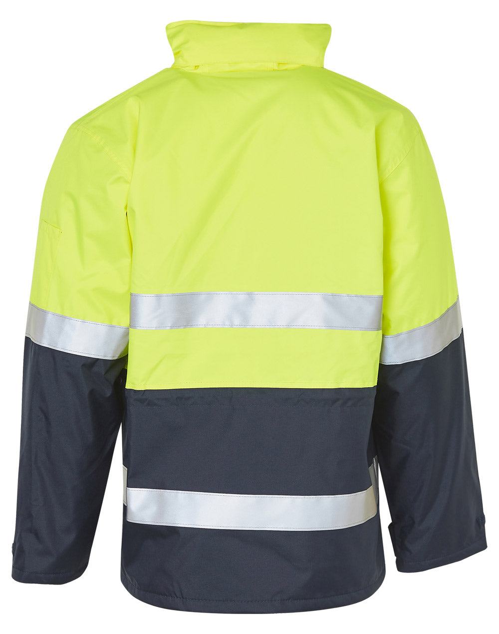 Hi-Vis Long Line Jacket Polar With Fleece Lining - Yellow/Navy - Back
