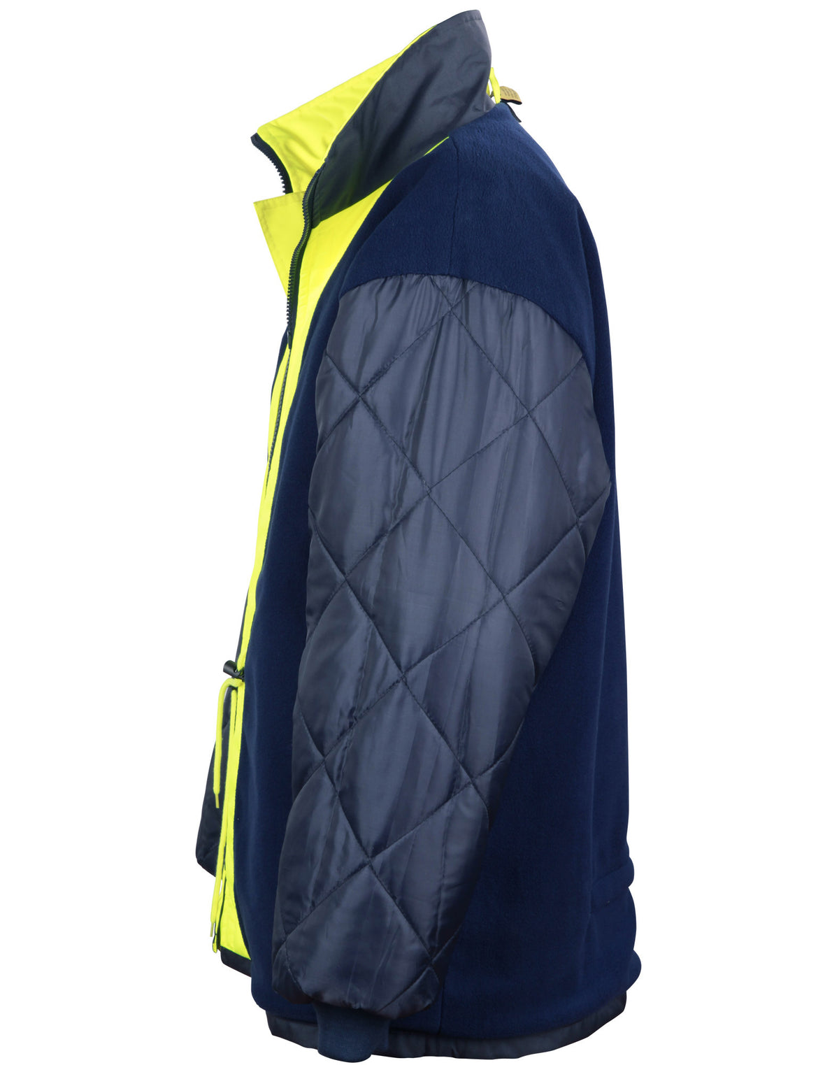 Hi-Vis Long Line Jacket Polar With Fleece Lining - Yellow/Navy - View