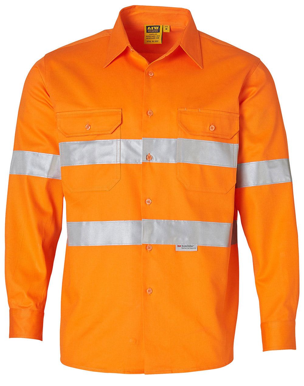 Cotton Drill Safety Shirt - Unisex - Orange - Front