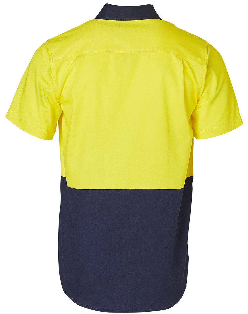 Cotton Drill Safety Shirt - Yellow/Navy - Back