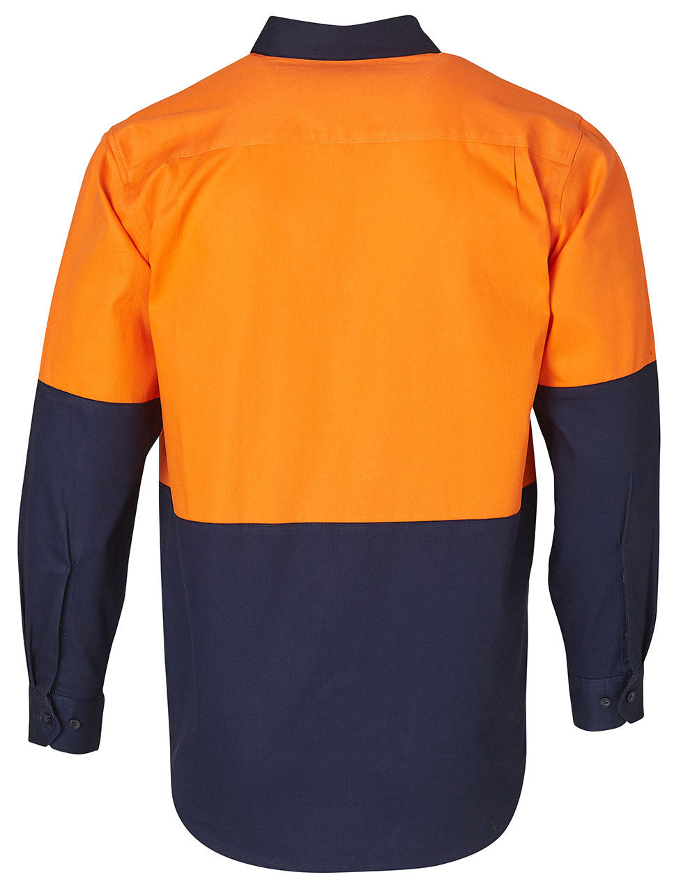 Cotton Drill Safety Shirt - Orange/Navy - Back