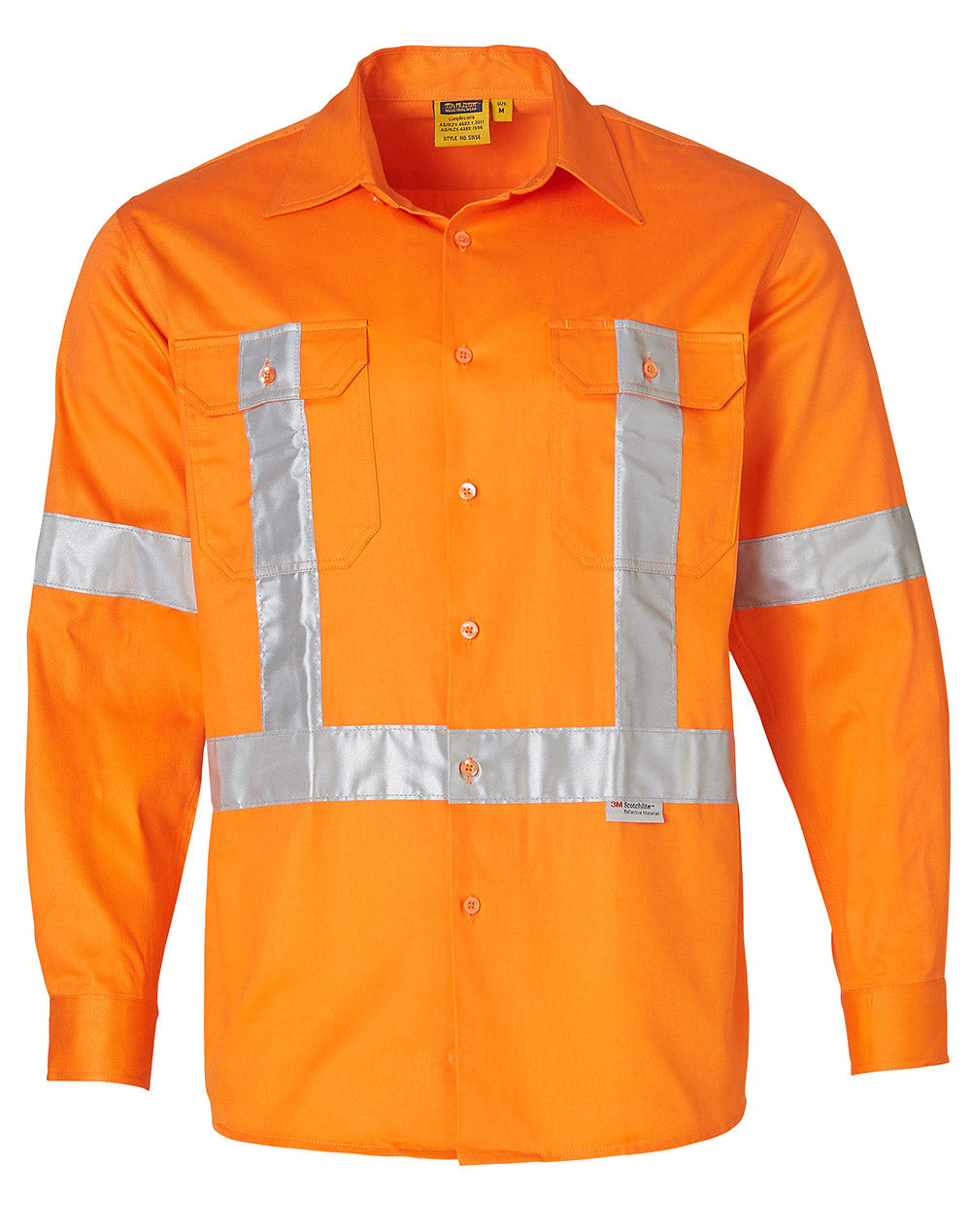 Cotton Drill Safety Shirt - Orange - Front
