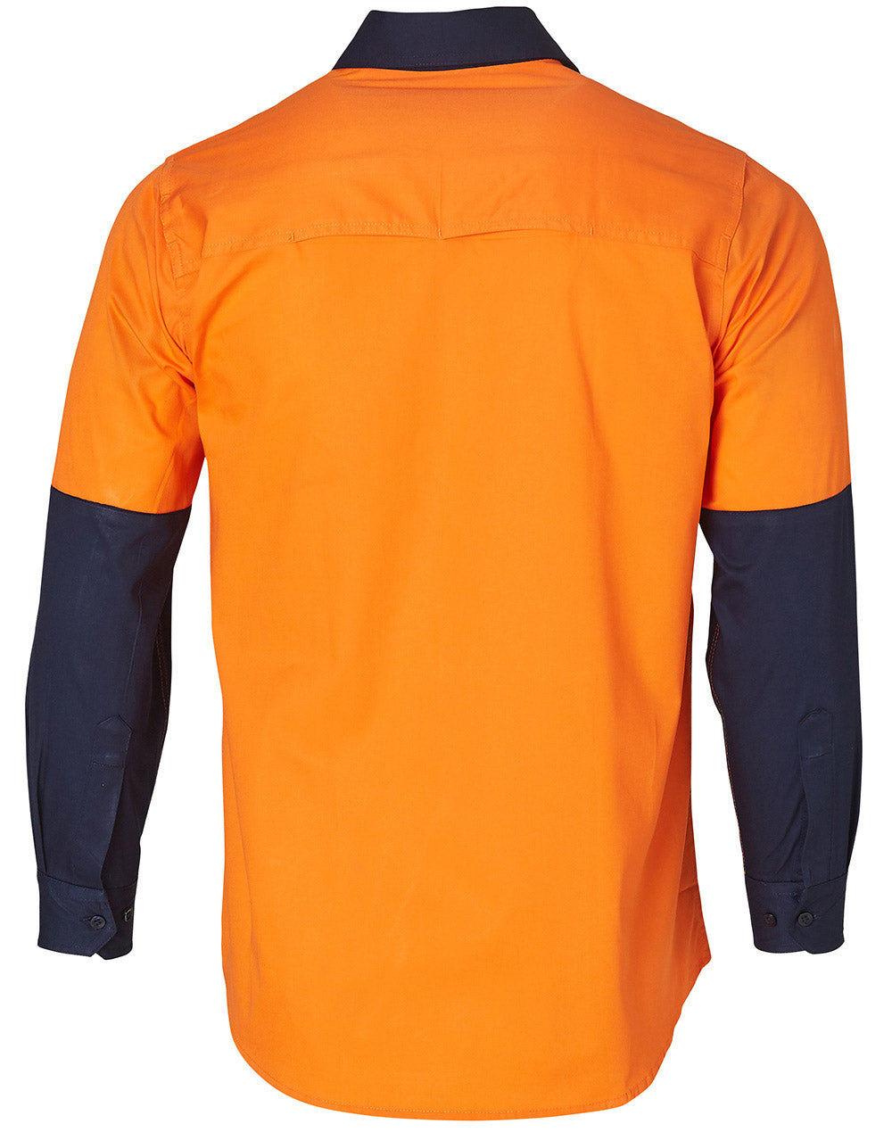 Long Sleeve Safety Shirt - Orange/Navy - Back