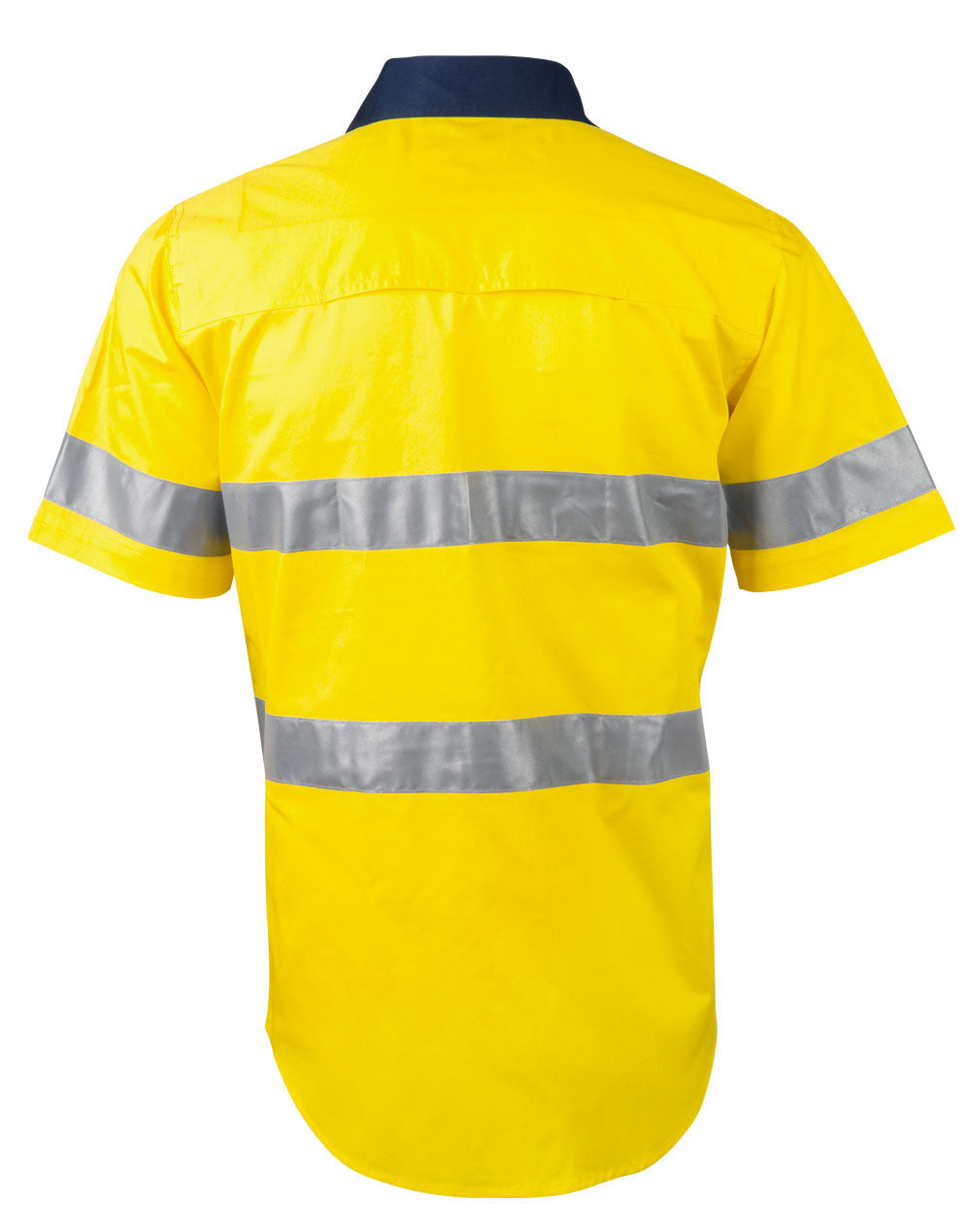 Short Sleeve Safety Shirt - Yellow/Navy - Back