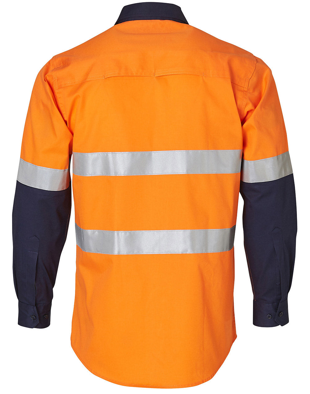 Long Sleeve Safety Shirt - FluoroOrange/Navy - Back