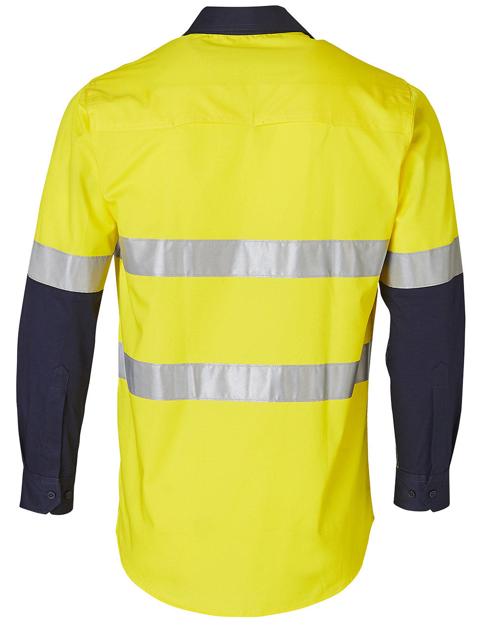 Long Sleeve Safety Shirt - FluoroYellow/Navy - Back