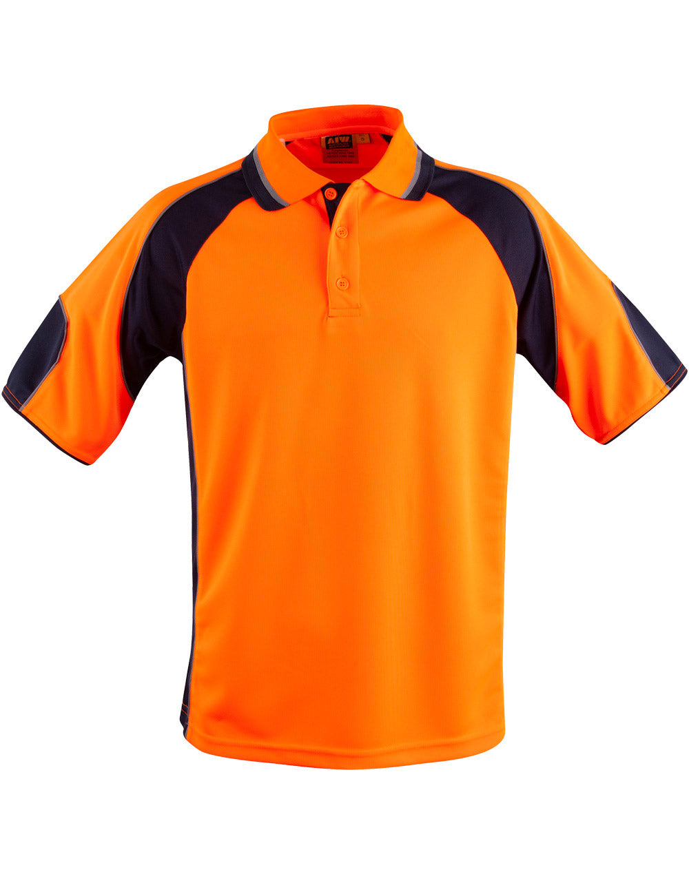 Hi-Vis Polo - Unisex - FluoroOrange/Navy - Front
