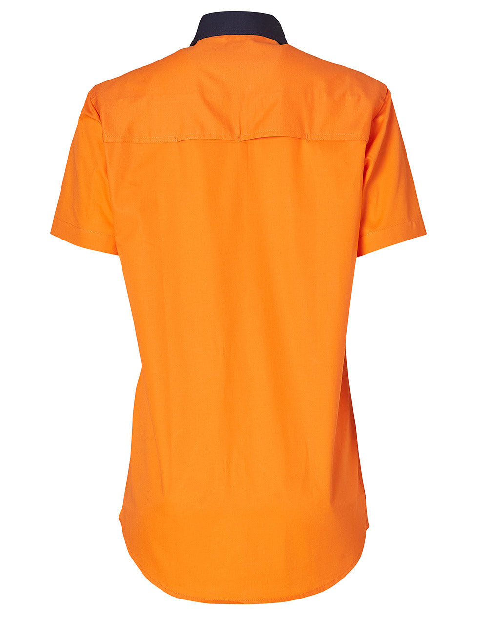 Women's Short Sleeve Safety Shirt - FluoroOrange/Navy - Back