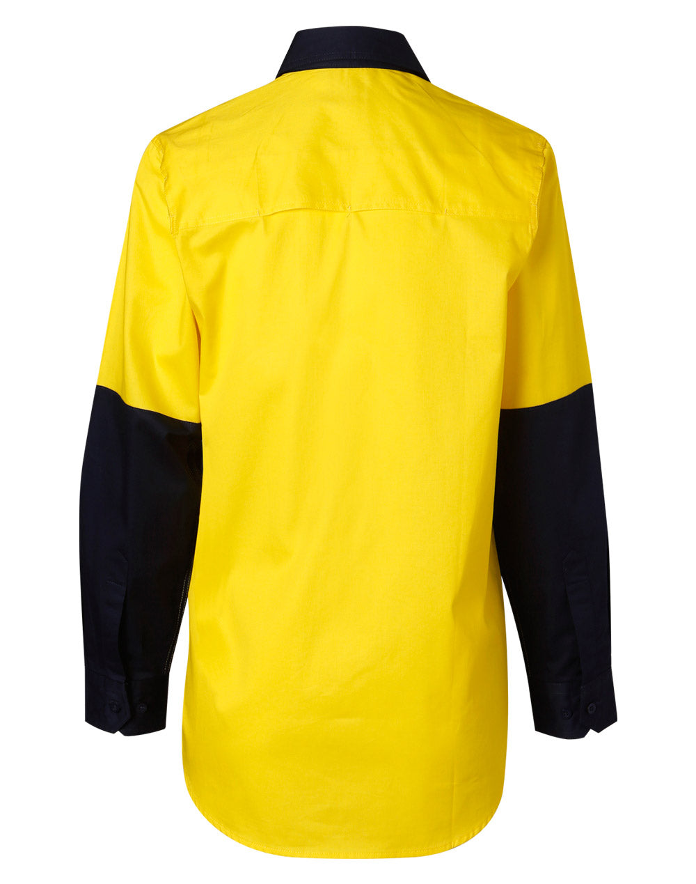 Women's Long Sleeve Safety Shirt - FluoroYellow/Navy - Back