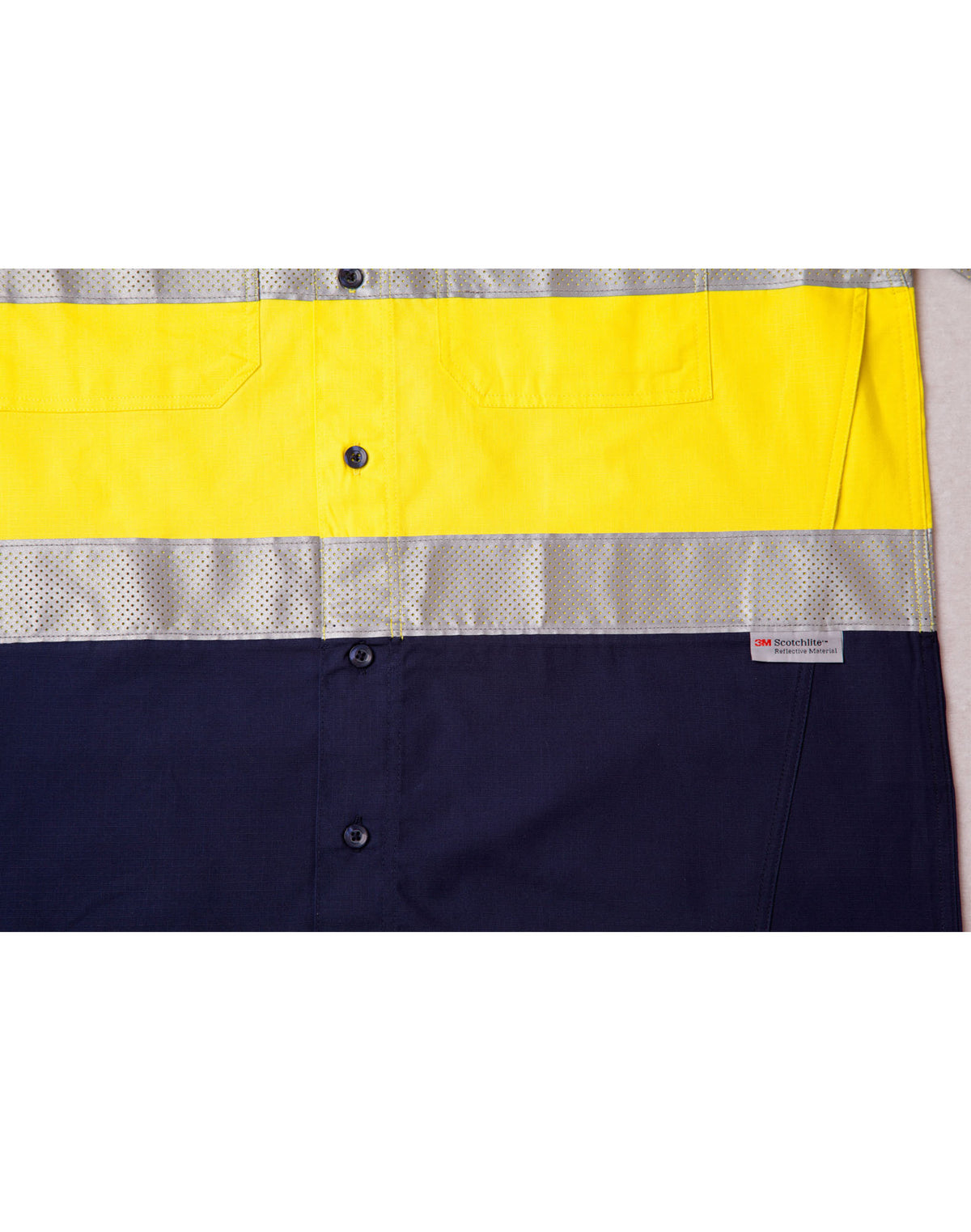 Rip-Stop Long Sleeve Safety Shirt - Yellow/Navy - Fabric