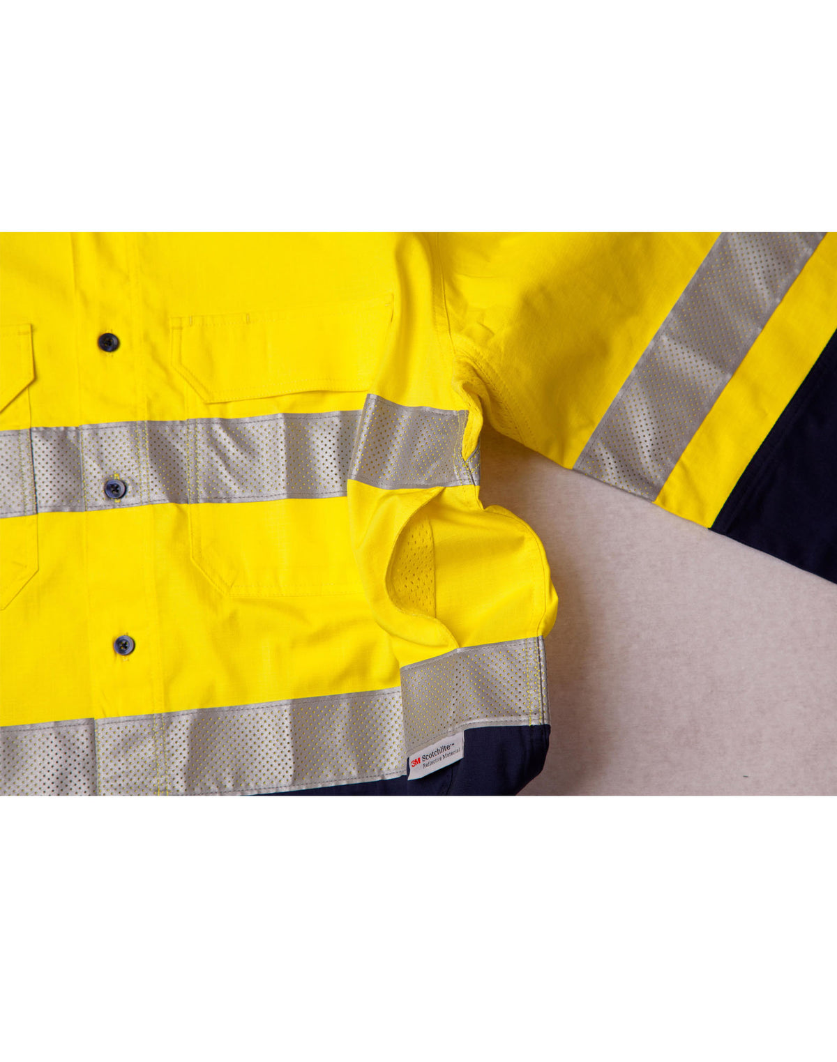 Rip-Stop Long Sleeve Safety Shirt - Yellow/Navy - View
