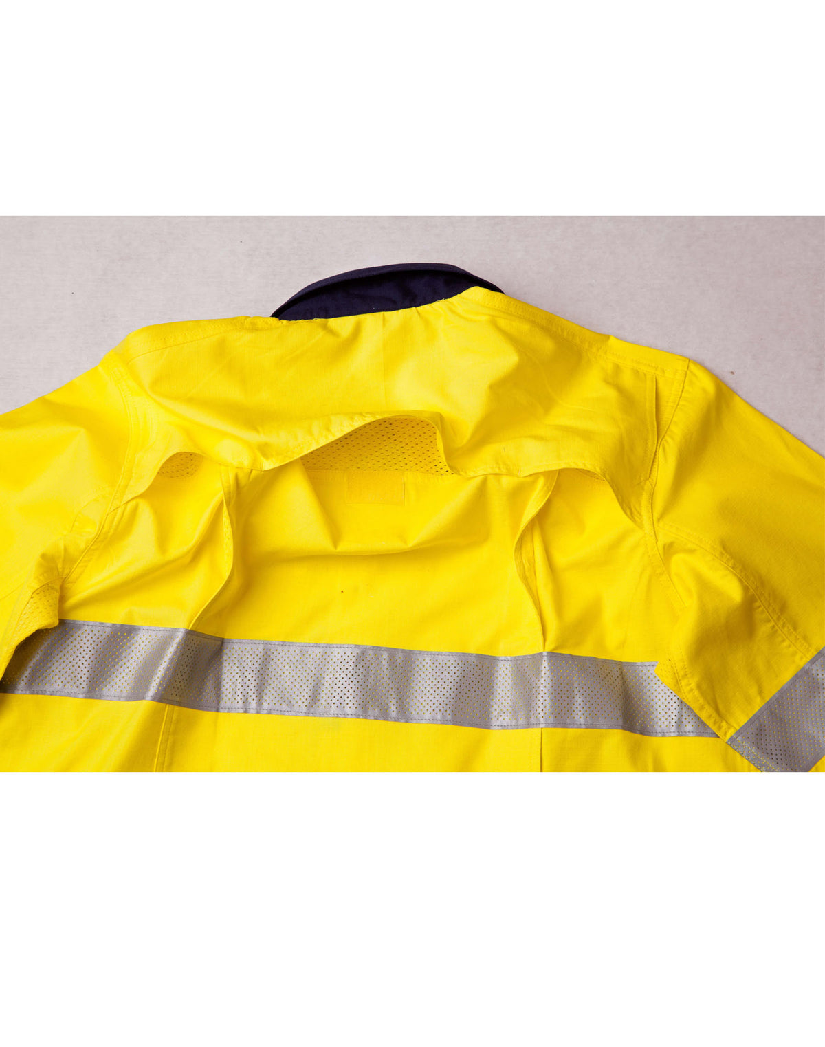 Rip-Stop Long Sleeve Safety Shirt - Yellow/Navy - View