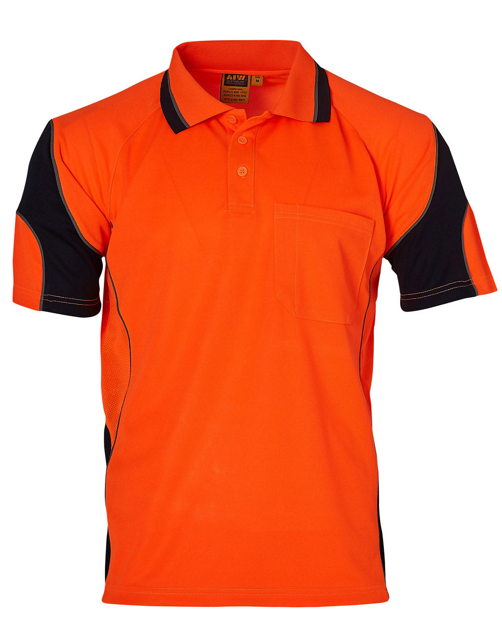 Alliance Short Sleeve Safety Polo - Unisex - Orange/Navy - Front