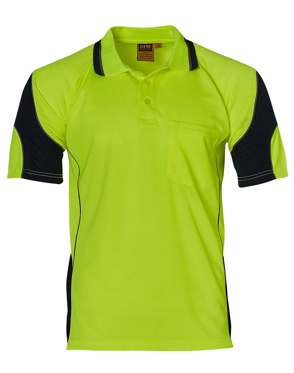 Alliance Short Sleeve Safety Polo - Unisex - Yellow/Navy - Front