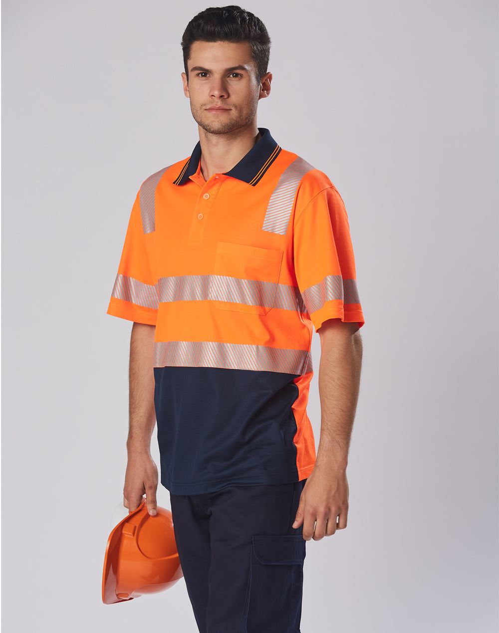 Unisex Truedry® Biomotion Segmented Ss Safety Polo - Orange/Navy - Model