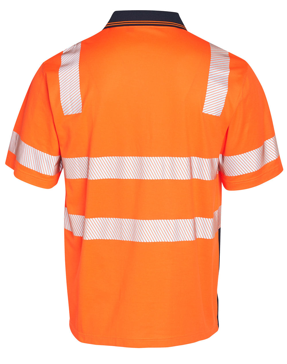 Unisex Truedry® Biomotion Segmented Ss Safety Polo - Orange/Navy - Back
