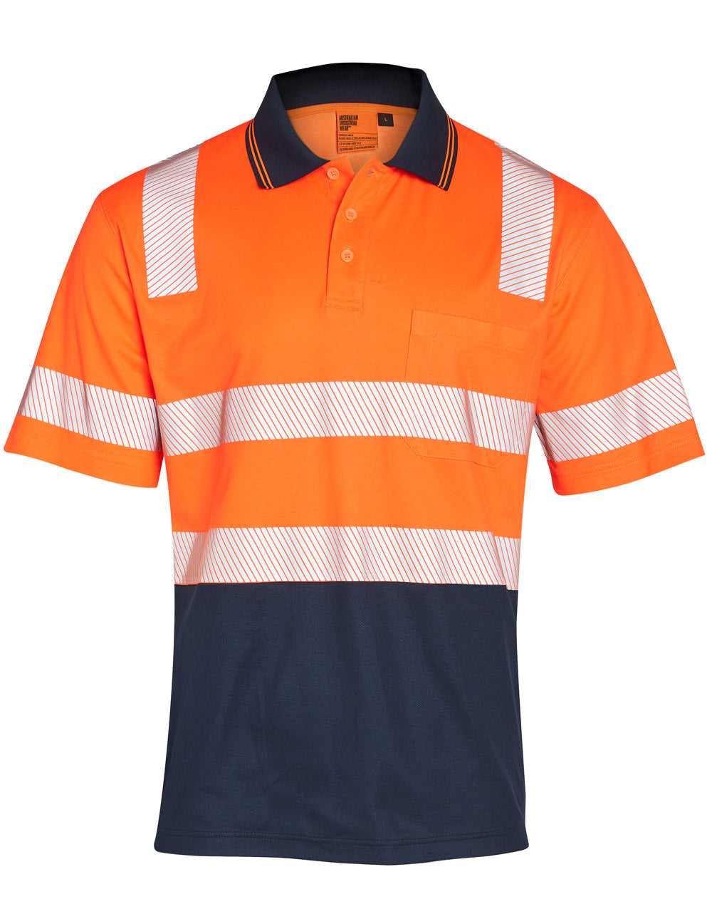 Unisex Truedry® Biomotion Segmented Ss Safety Polo - Orange/Navy - Front