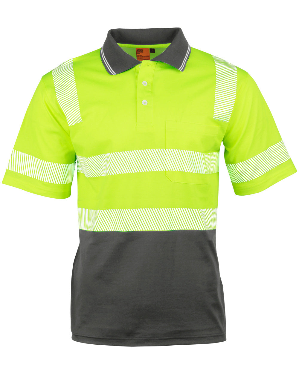 Unisex Truedry® Biomotion Segmented Ss Safety Polo - Yellow/Charcoal - Front