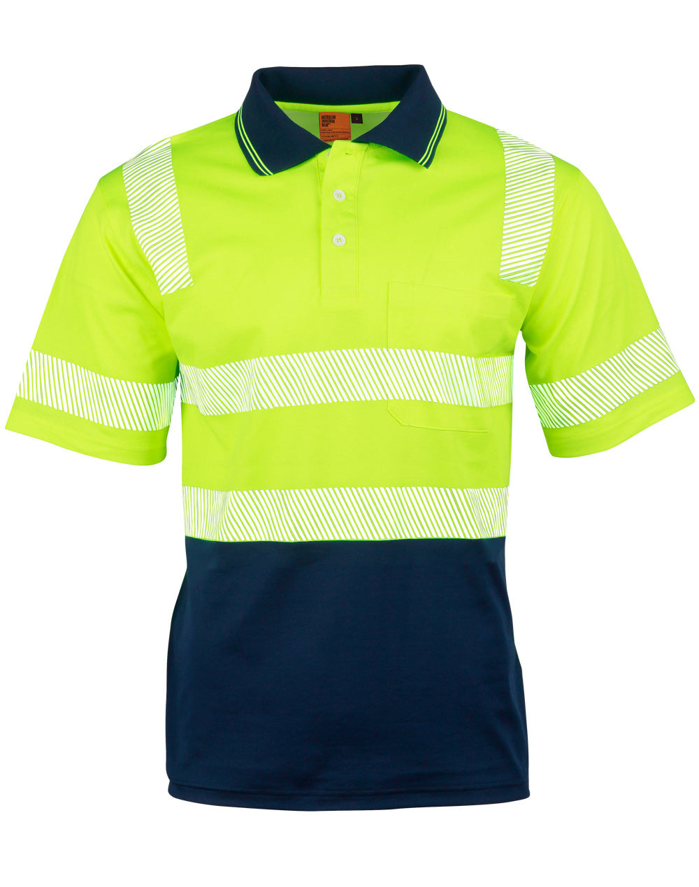 Unisex Truedry® Biomotion Segmented Ss Safety Polo - Yellow/Navy - Front