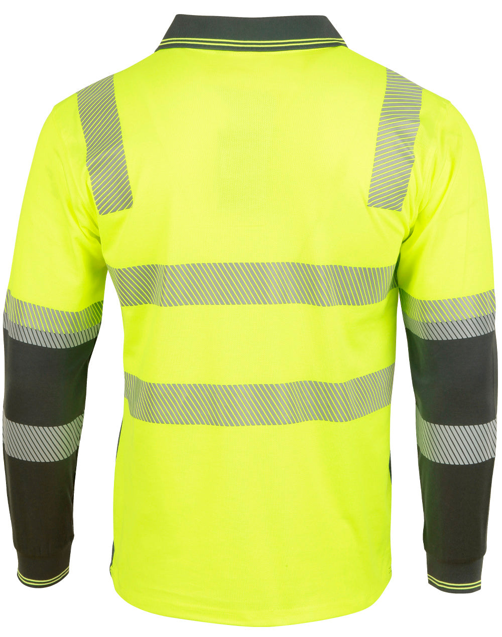 Unisex Truedry® Biomotion Segmented Ls Safety Polo - Yellow/Charcoal - Back