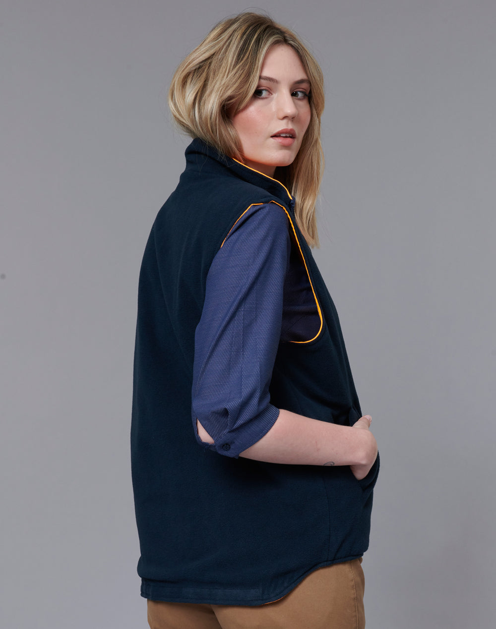 VIC Rail Hi-Vis Reversible Safety Vest - Unisex - Orange/Navy - View
