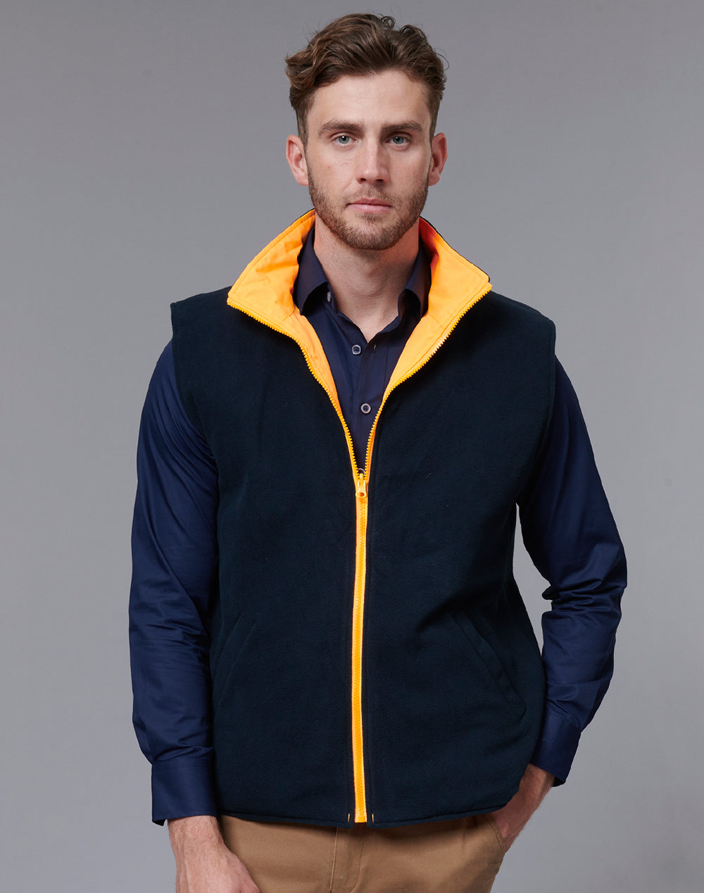 VIC Rail Hi-Vis Reversible Safety Vest - Unisex - Orange/Navy - View