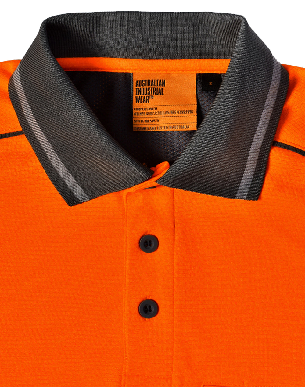 Unisex Hi-Vis Bamboo Charcoal Vented Ss Polo - Orange/Ash - View
