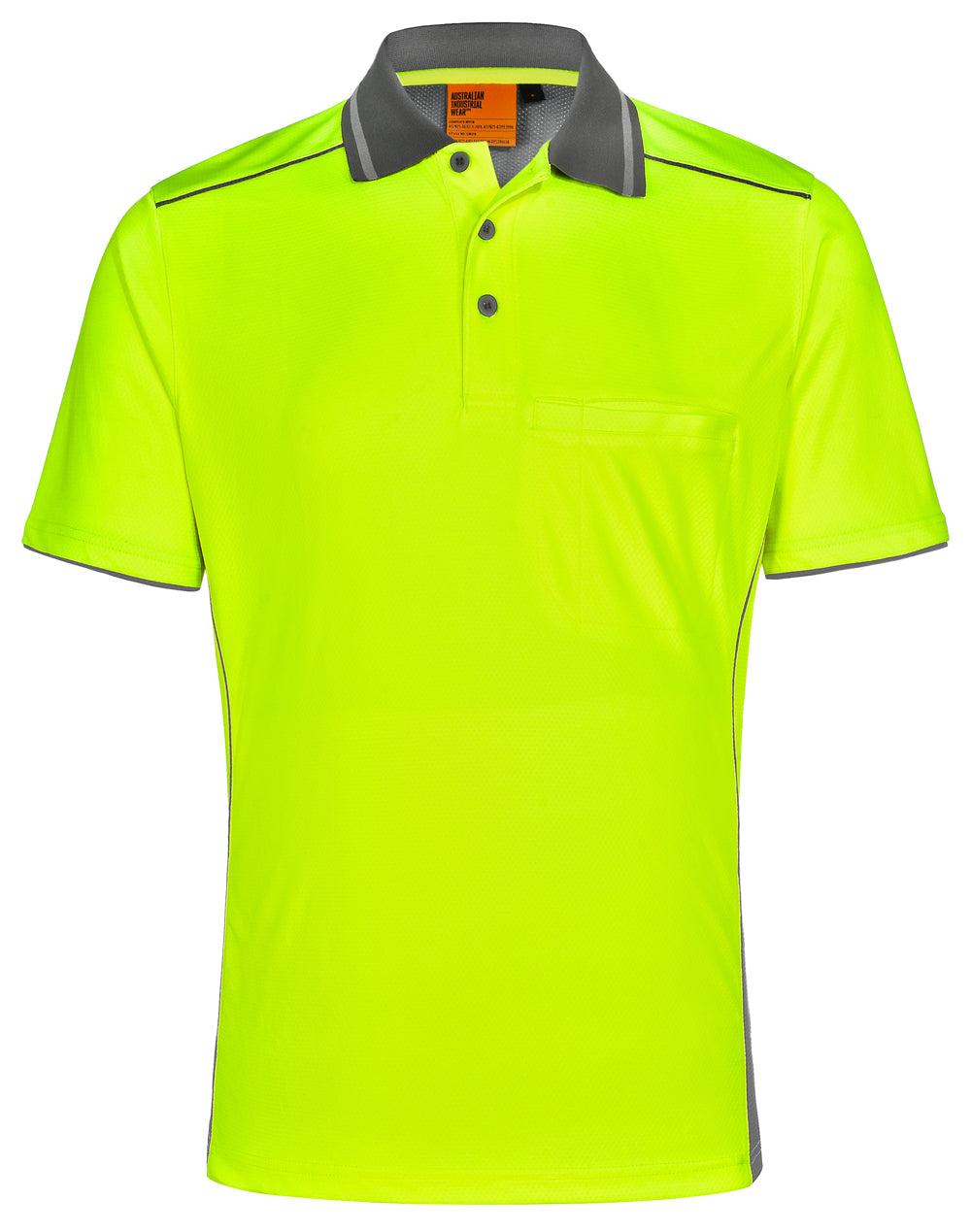 Unisex Hi-Vis Bamboo Charcoal Vented Ss Polo - Yellow/Ash - Front