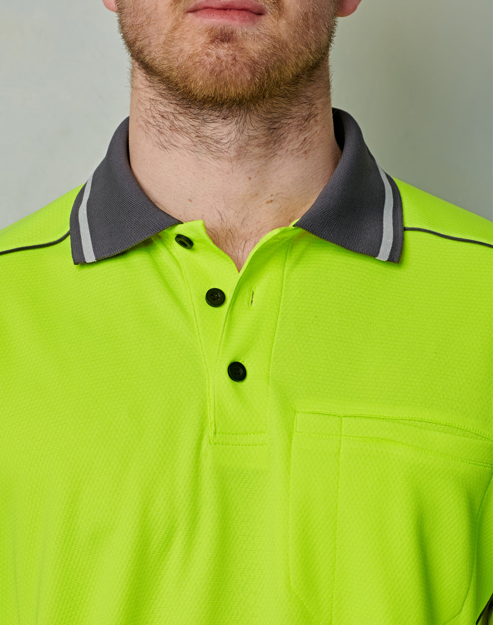 Unisex Hi-Vis Bamboo Charcoal Vented Ss Polo - Yellow/Ash - View