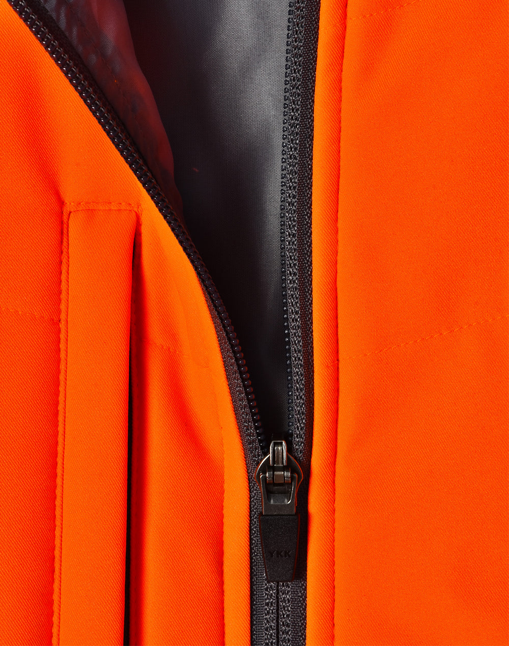 Unisex Hi-Vis Modern Styling Hooded Puffer Jacket - Orange/Ash - View