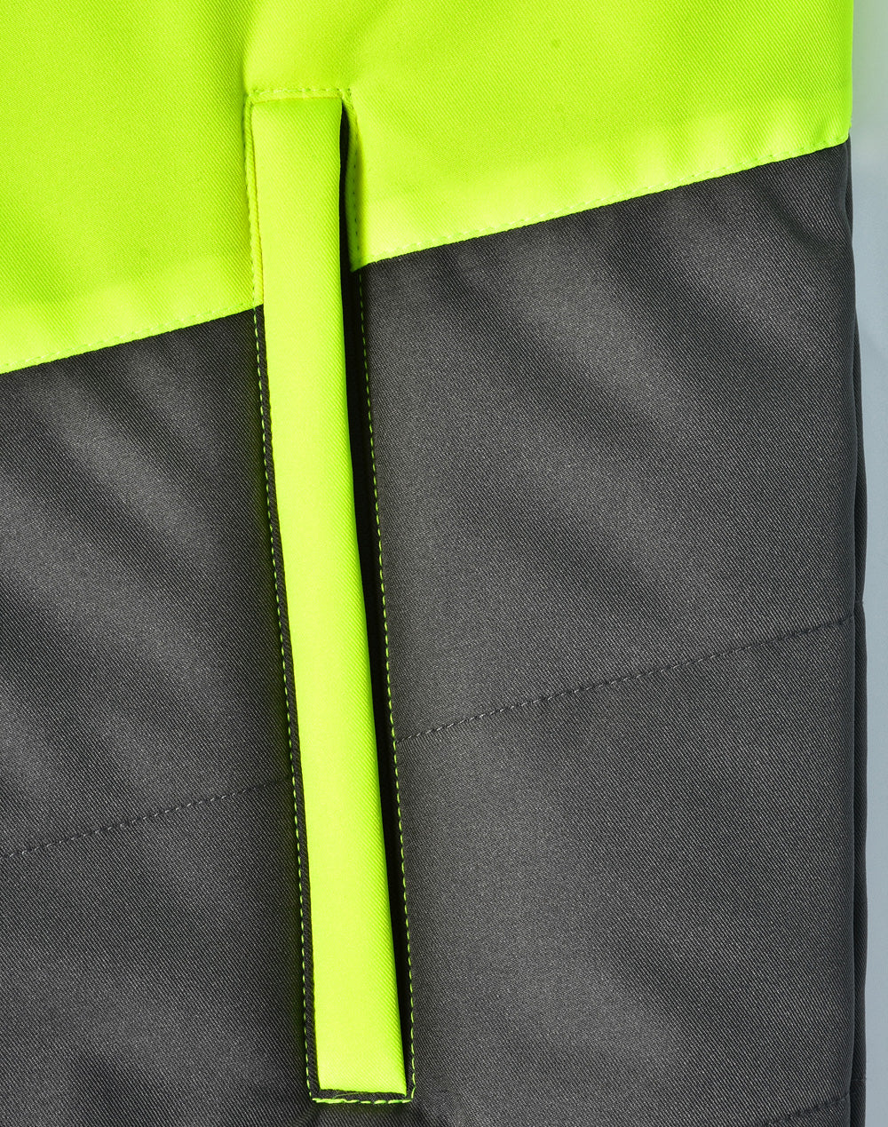 Unisex Hi-Vis Modern Styling Hooded Puffer Jacket - Yellow/Ash - View