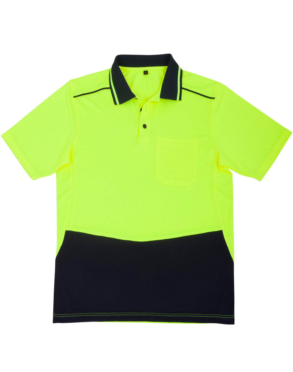 Unisex Hi-Vis Bamboo Charcoal Ss Polo - Yellow/Navy - View
