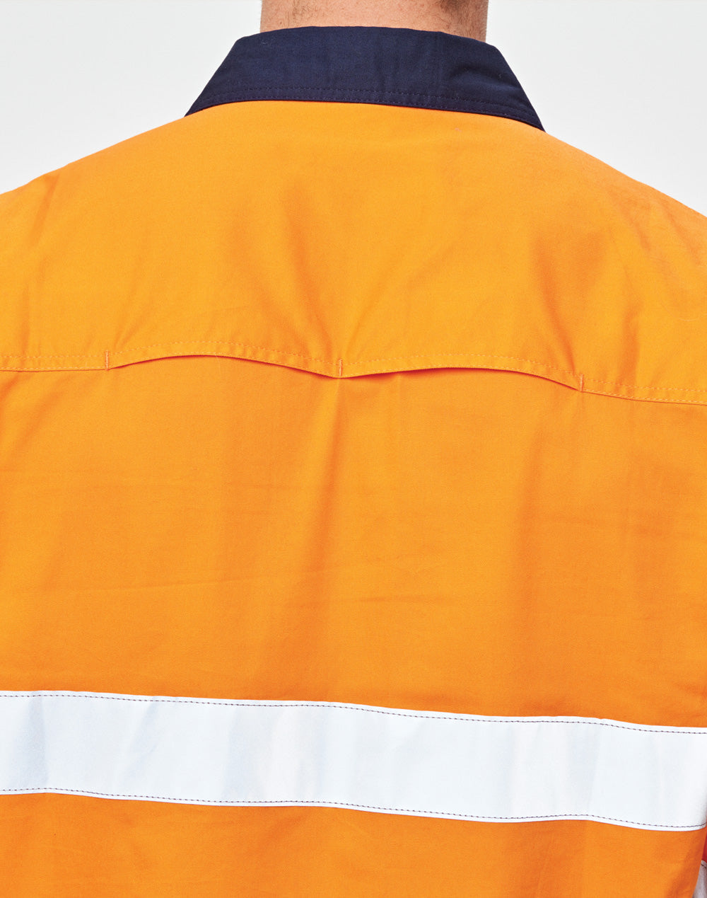 Unisex Hi-Vis Cool-Breeze Safety Ls Shirt (Generic Tape) - Orange/Navy - Back