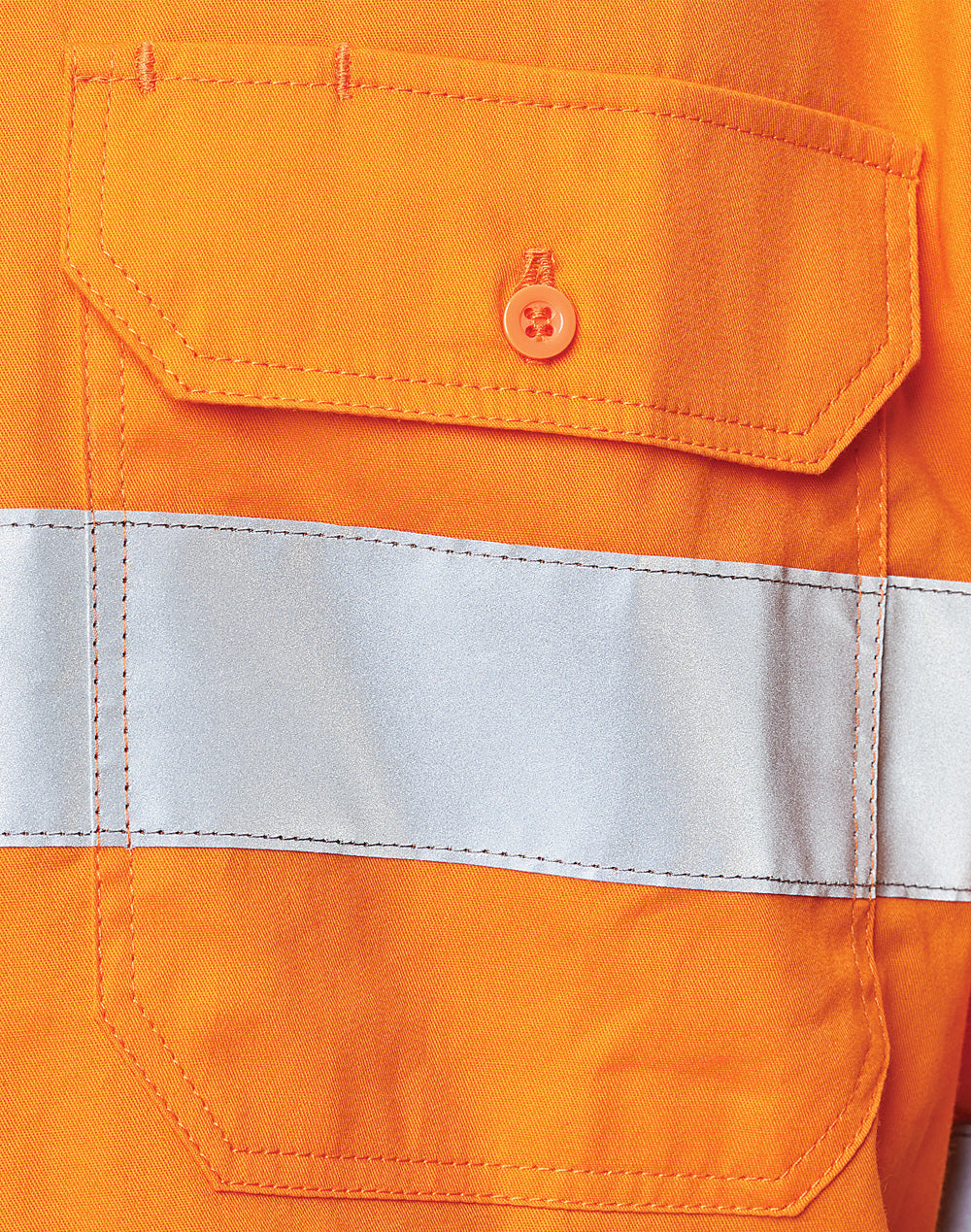 Unisex Hi-Vis Cool-Breeze Safety Ls Shirt (Generic Tape) - Orange/Navy - View