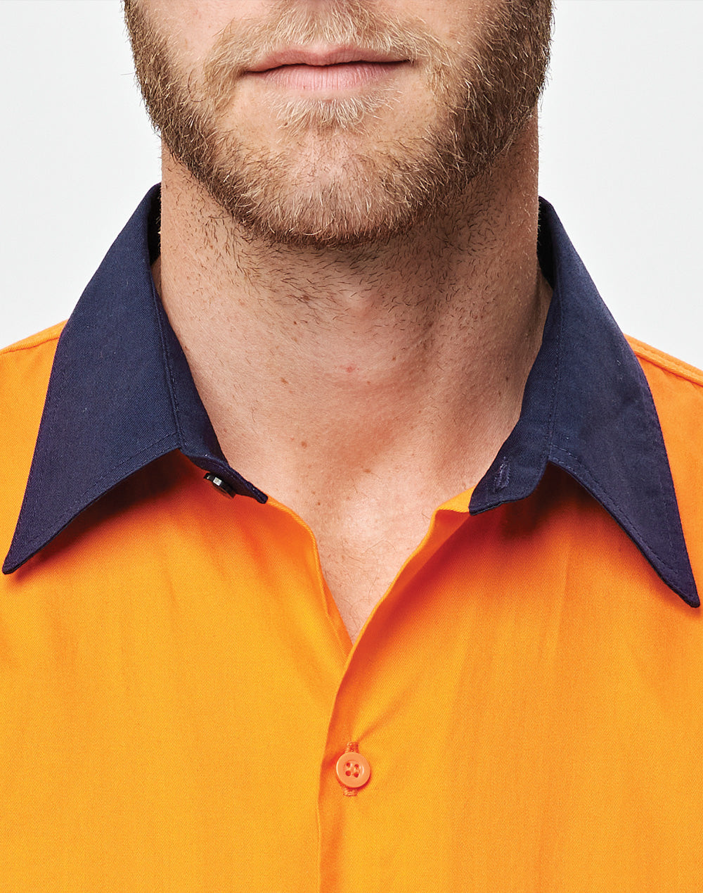 Unisex Hi-Vis Cool-Breeze Safety Ls Shirt (Generic Tape) - Orange/Navy - View