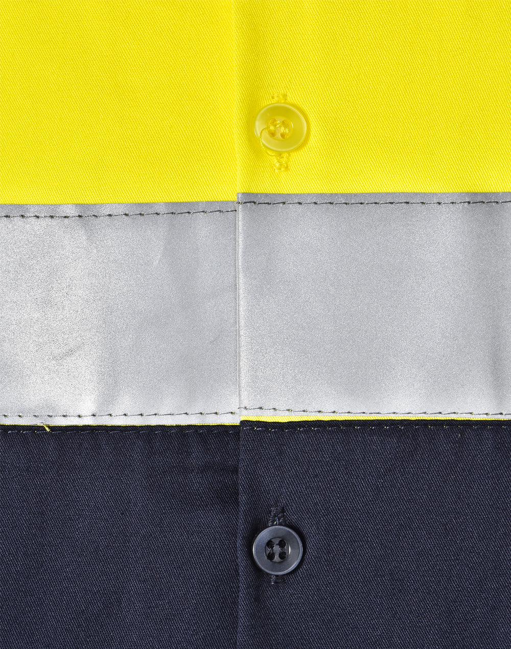 Unisex Hi-Vis Cool-Breeze Safety Ls Shirt (Generic Tape) - Yellow/Navy - View