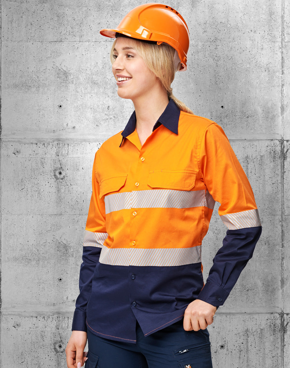 Unisex Hi-Vis Cool-Breeze Safety Ls Shirt (Segmented Tape) - view
